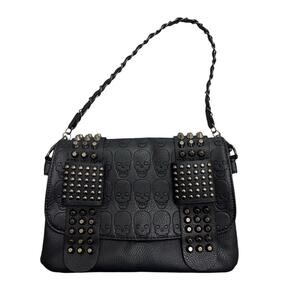 Ro Rox Women's Studded Skull Crossbody Shoulder Bag Punk Gothic Studs PU Handbag